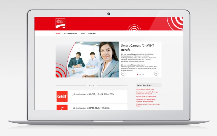 Corporate Design der Job and Career Messen, Website mit Visual