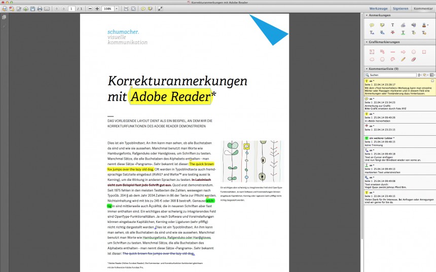 PDF-Korrektur mit Adobe Reader