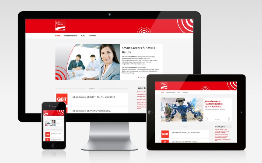 Responsive Webdesign mit integriertem Blog für die Job and Career Messen