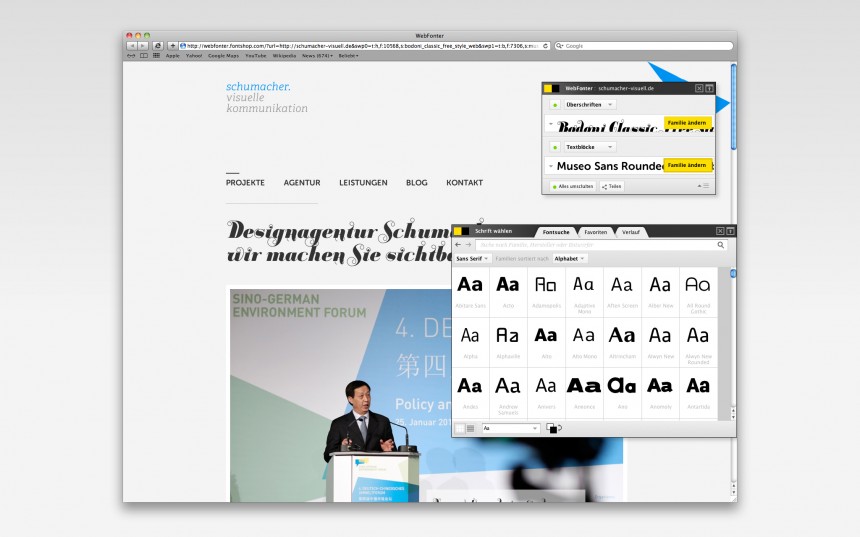 Screenshot des Webfonter von fontshop